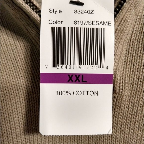 Fleece Lined 1/4 Zip Easy Care Cotton Sweater NWT - Picture 6 of 8